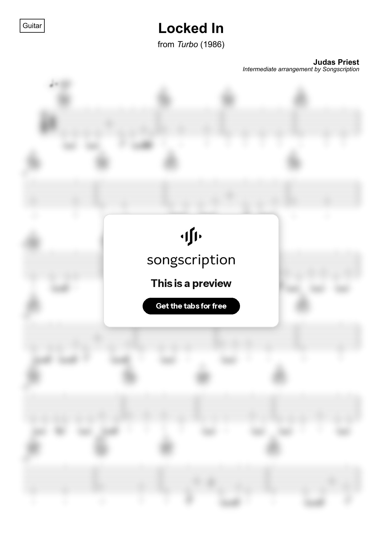 Intermediate Acoustic Guitar Tabs for "Locked In" by Judas Priest
