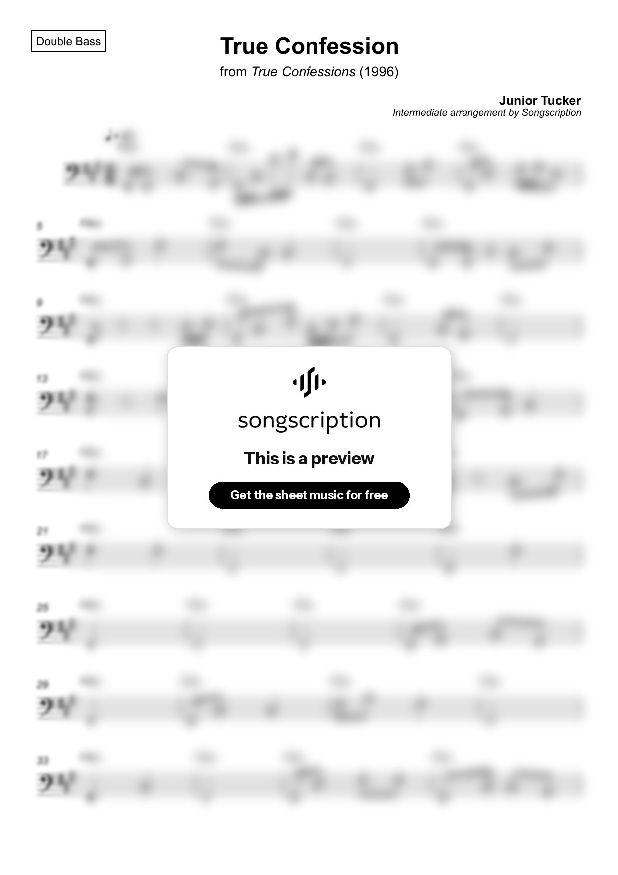Intermediate Double Bass Sheet Music for "True Confession" by Junior Tucker