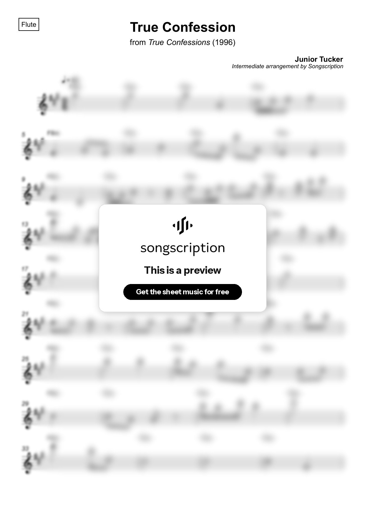 Intermediate Flute Sheet Music for "True Confession" by Junior Tucker