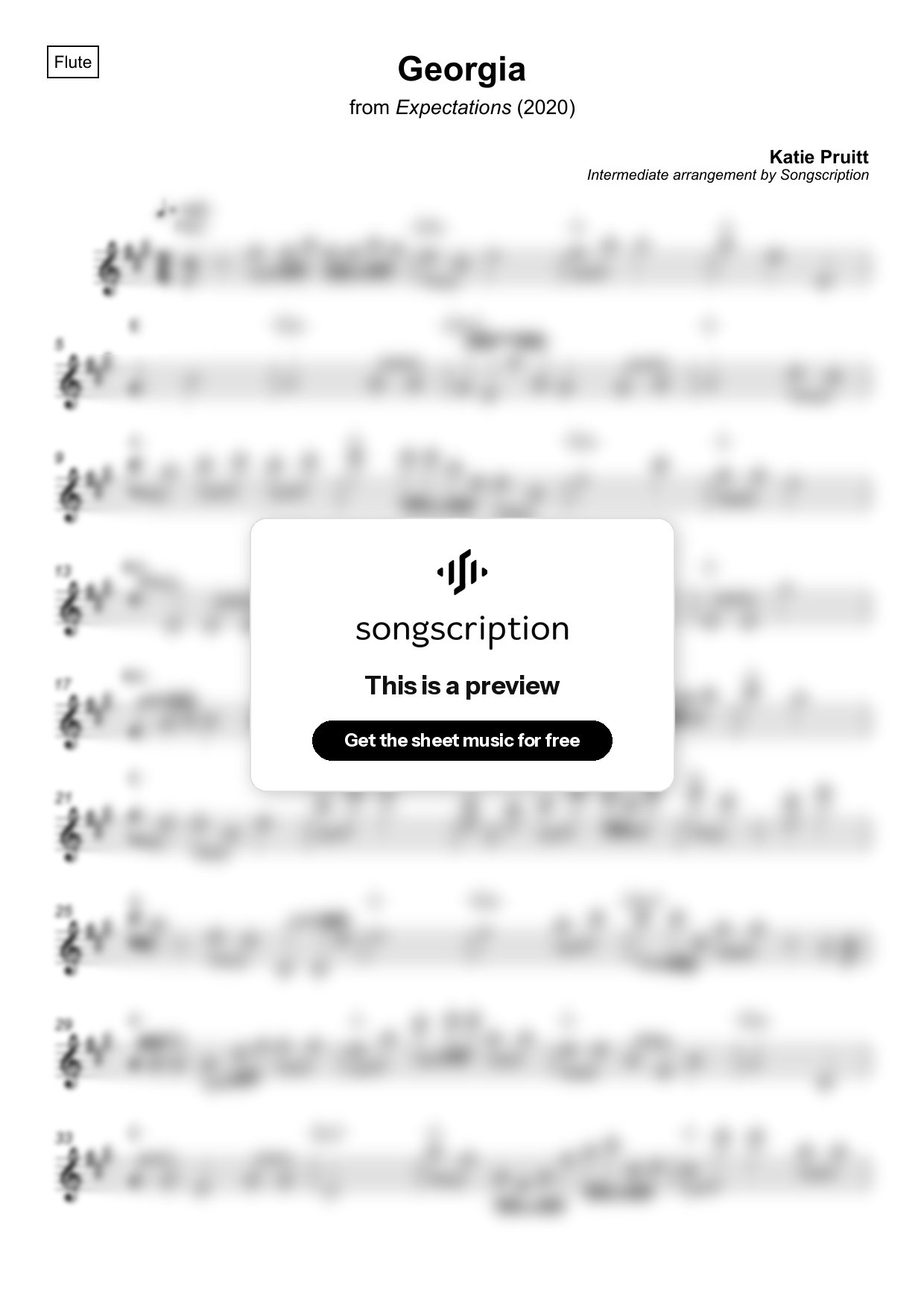 Intermediate Flute Sheet Music for "Georgia" by Katie Pruitt