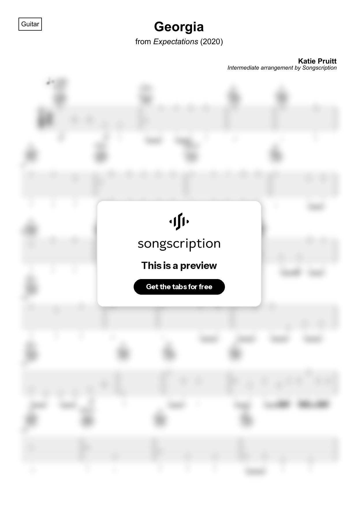 Intermediate Acoustic Guitar Tabs for "Georgia" by Katie Pruitt