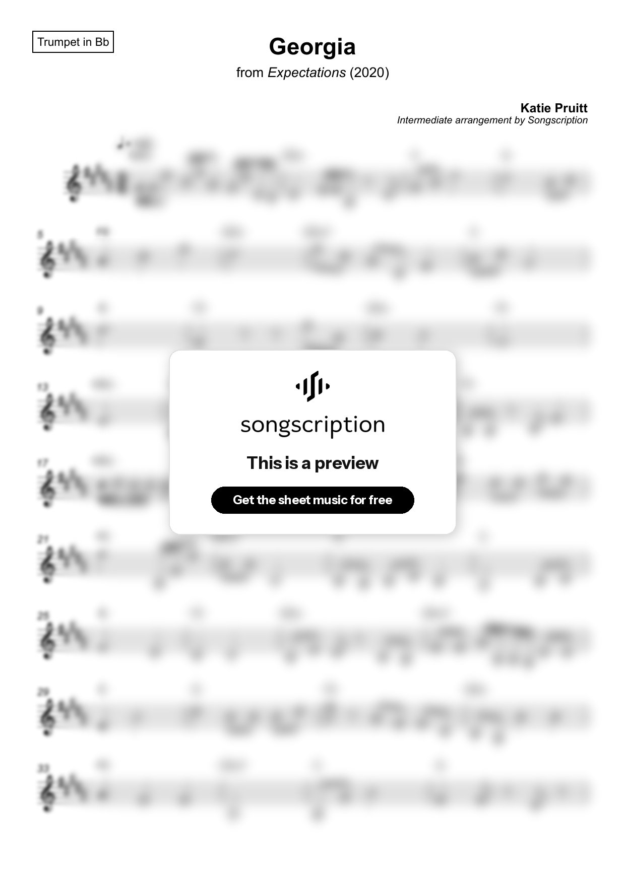 Intermediate Trumpet Sheet Music for "Georgia" by Katie Pruitt