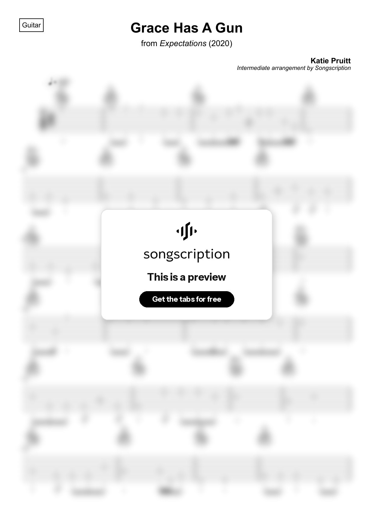 Intermediate Acoustic Guitar Tabs for "Grace Has A Gun" by Katie Pruitt