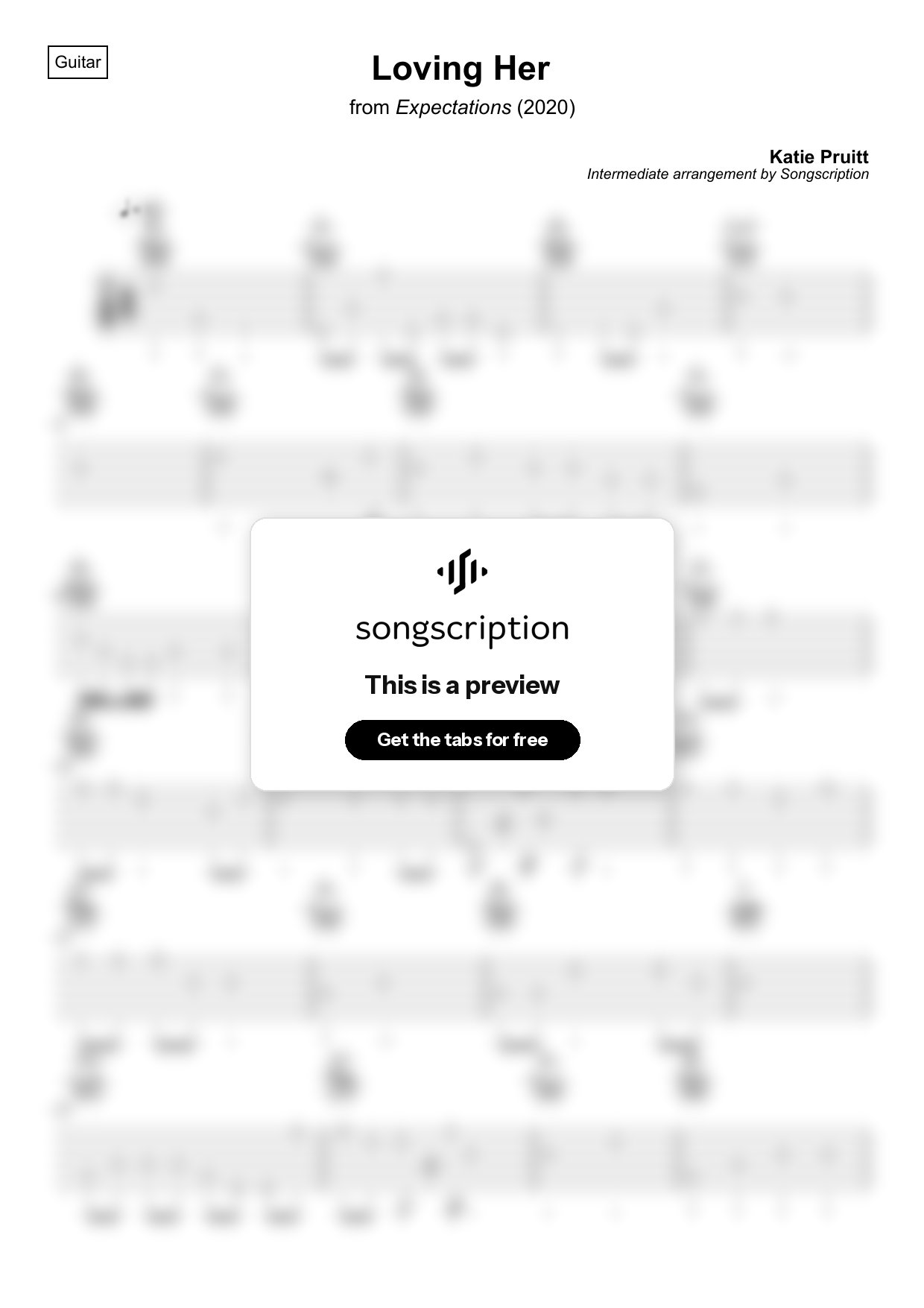 Intermediate Acoustic Guitar Tabs for "Loving Her" by Katie Pruitt