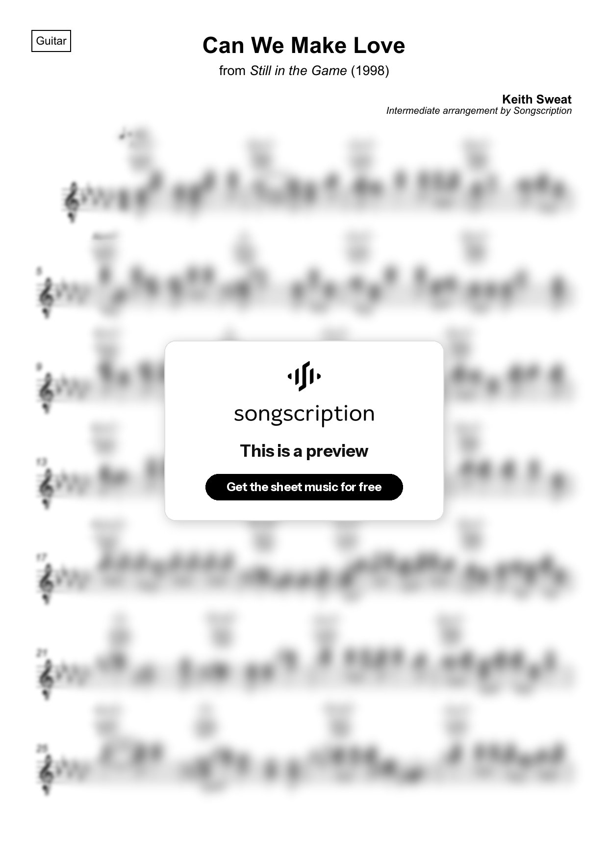 Intermediate Acoustic Guitar Sheet Music for "Can We Make Love" by Keith Sweat
