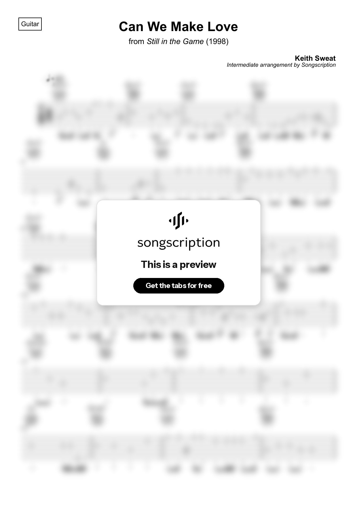 Intermediate Acoustic Guitar Tabs for "Can We Make Love" by Keith Sweat