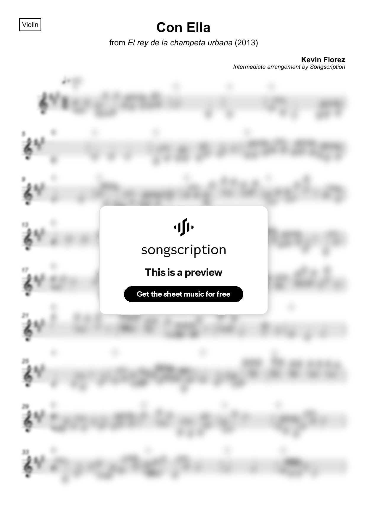 Intermediate Violin Sheet Music for "Con Ella" by Kevin Florez