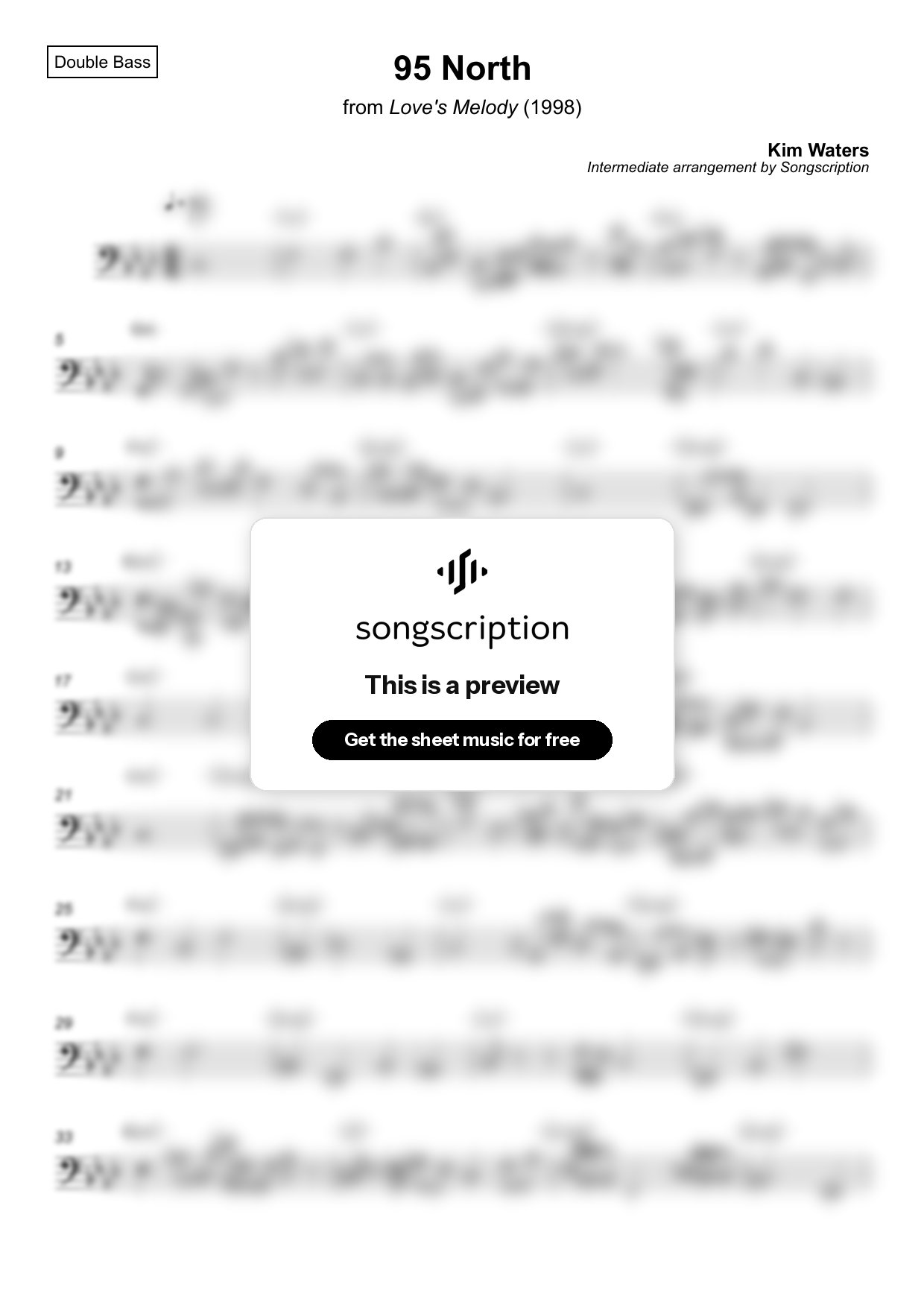 Intermediate Double Bass Sheet Music for "95 North" by Kim Waters
