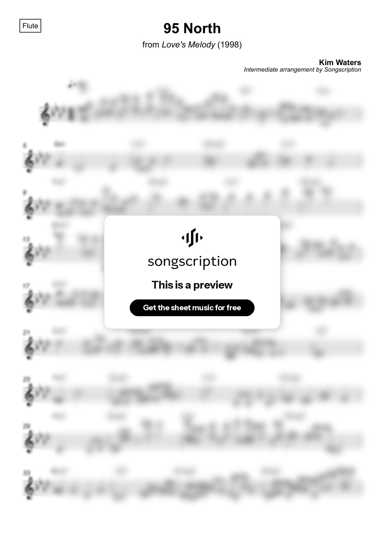 Intermediate Flute Sheet Music for "95 North" by Kim Waters