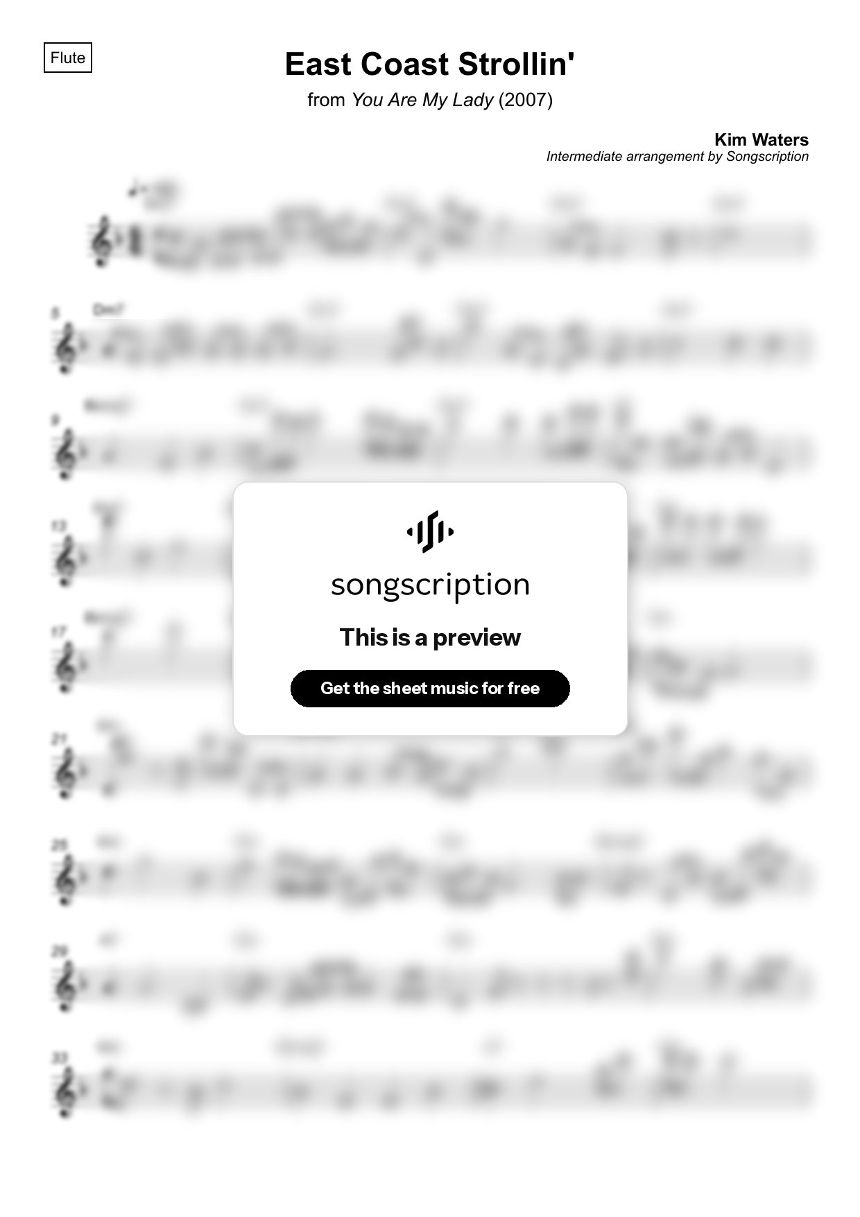 Intermediate Flute Sheet Music for "East Coast Strollin'" by Kim Waters