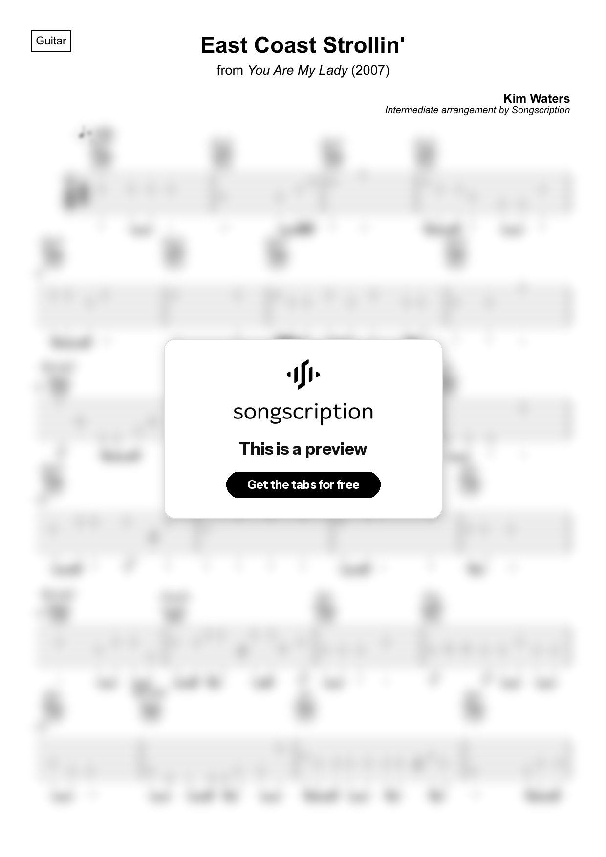 Intermediate Acoustic Guitar Tabs for "East Coast Strollin'" by Kim Waters