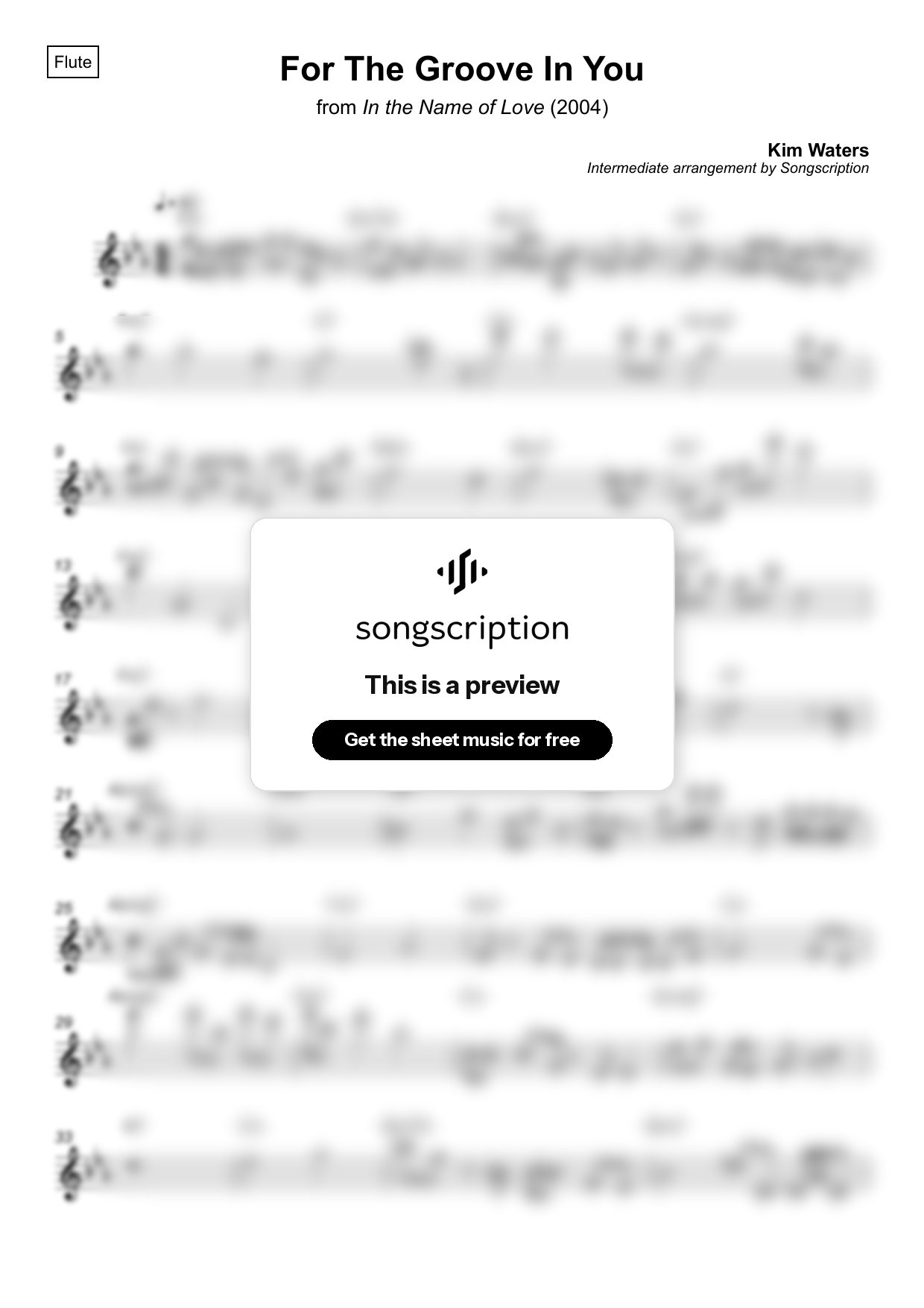 Intermediate Flute Sheet Music for "For The Groove In You" by Kim Waters