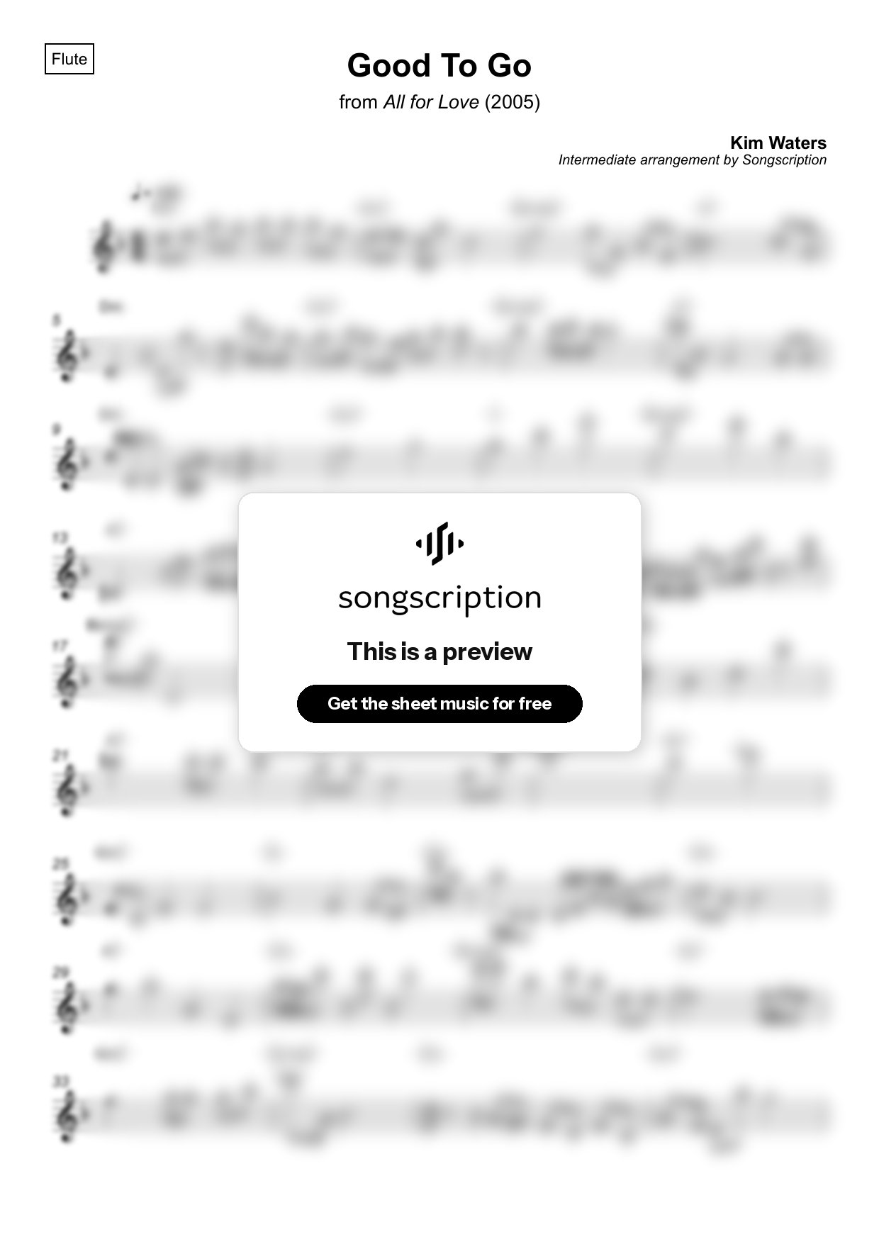 Intermediate Flute Sheet Music for "Good To Go" by Kim Waters