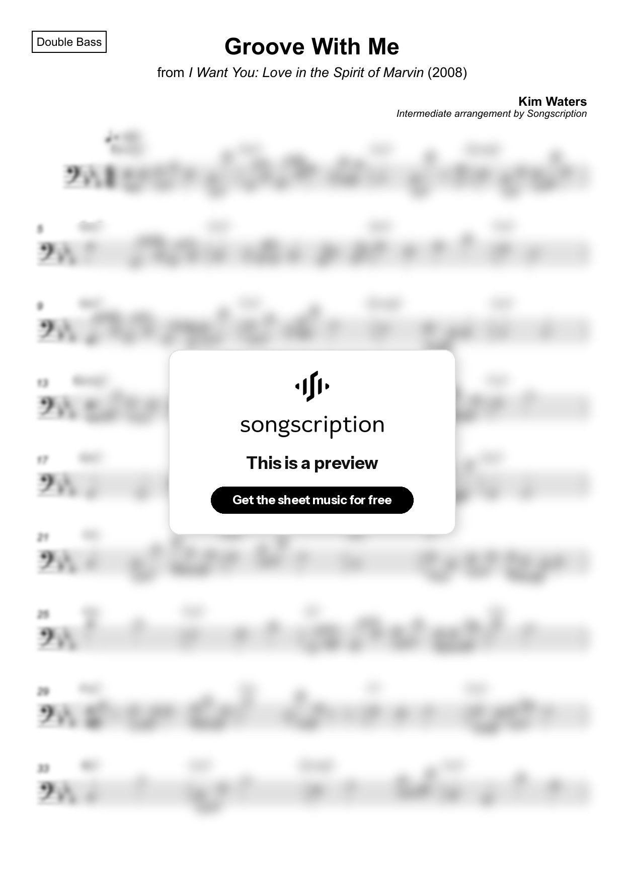 Intermediate Double Bass Sheet Music for "Groove With Me" by Kim Waters