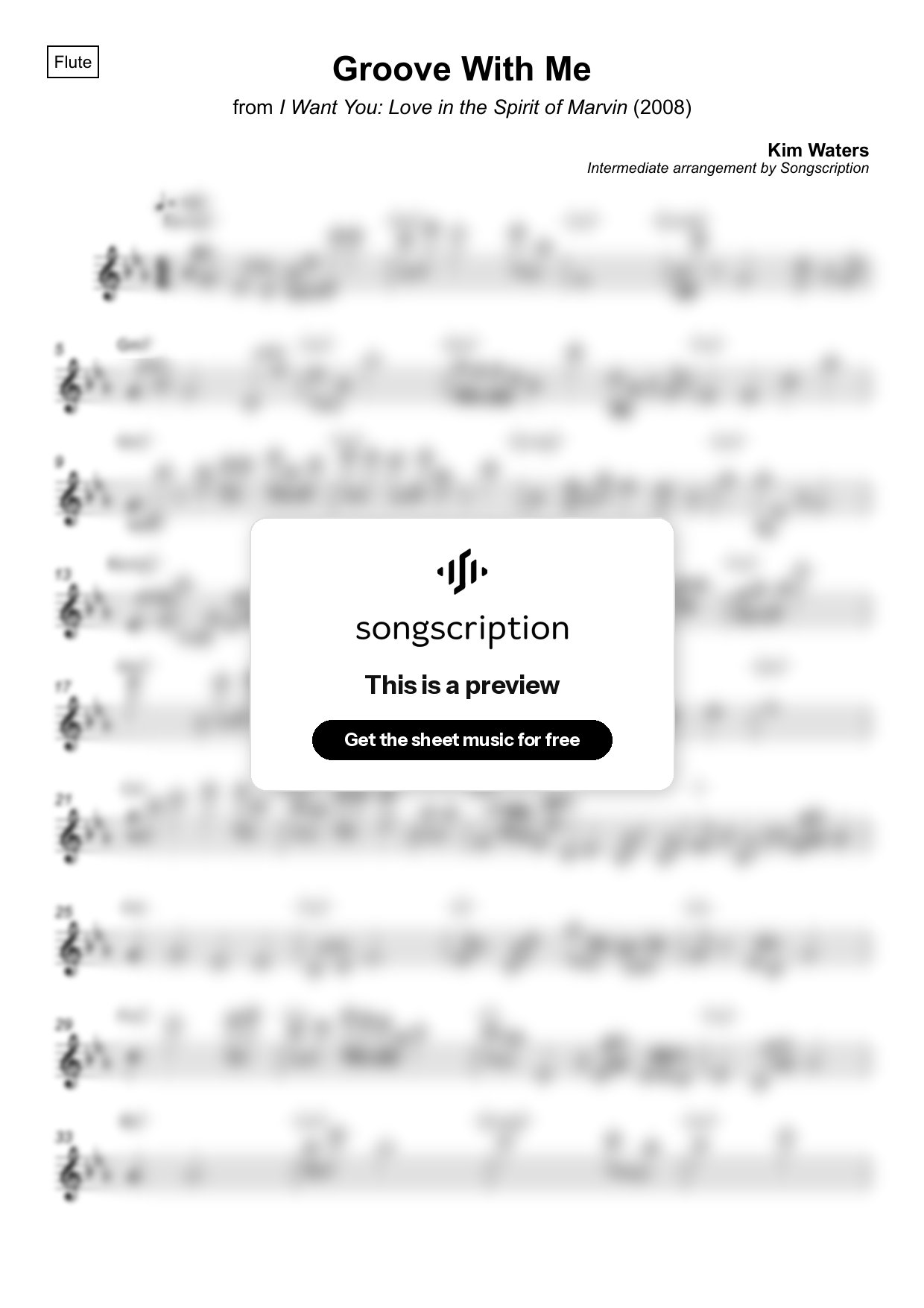 Intermediate Flute Sheet Music for "Groove With Me" by Kim Waters