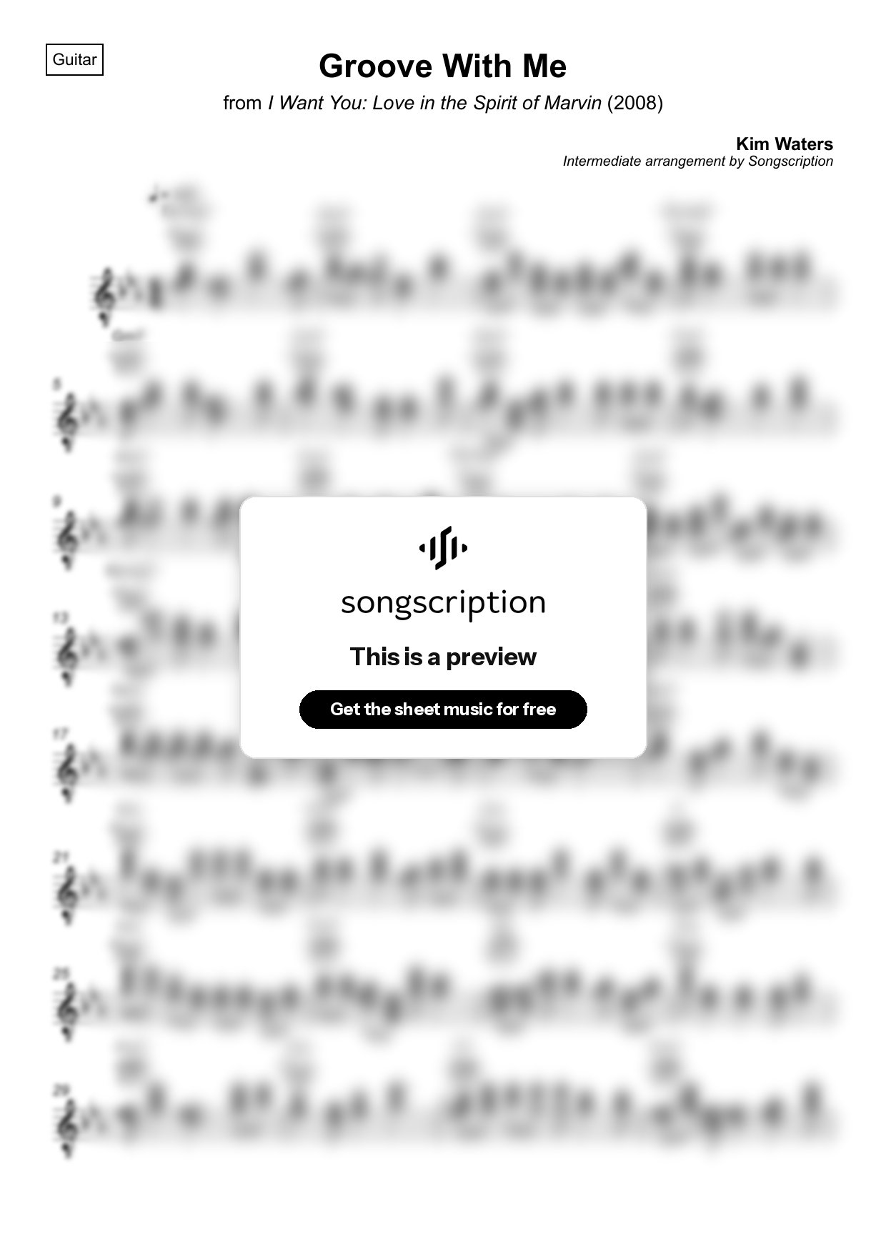 Intermediate Acoustic Guitar Sheet Music for "Groove With Me" by Kim Waters