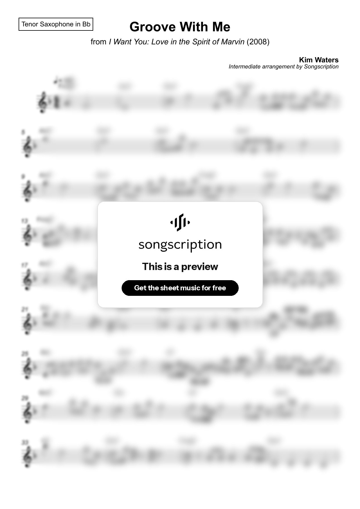 Intermediate Tenor Sax Sheet Music for "Groove With Me" by Kim Waters