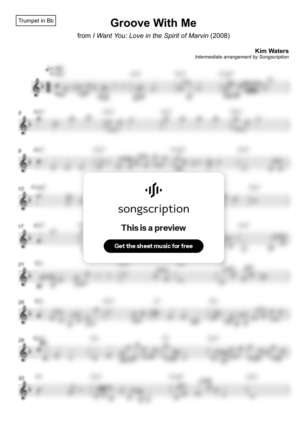 Intermediate Trumpet Sheet Music for "Groove With Me" by Kim Waters