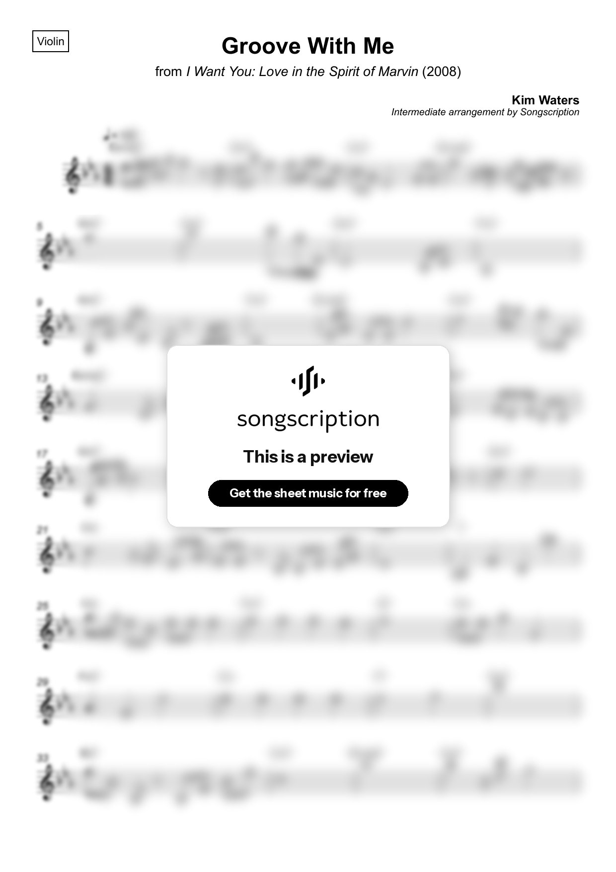 Intermediate Violin Sheet Music for "Groove With Me" by Kim Waters