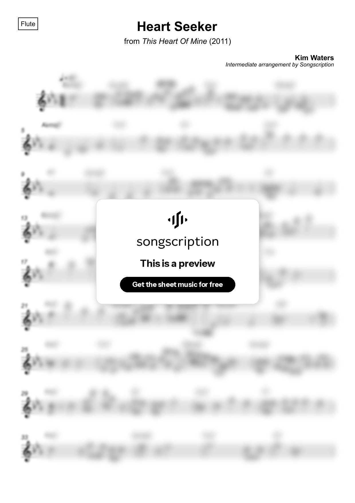 Intermediate Flute Sheet Music for "Heart Seeker" by Kim Waters