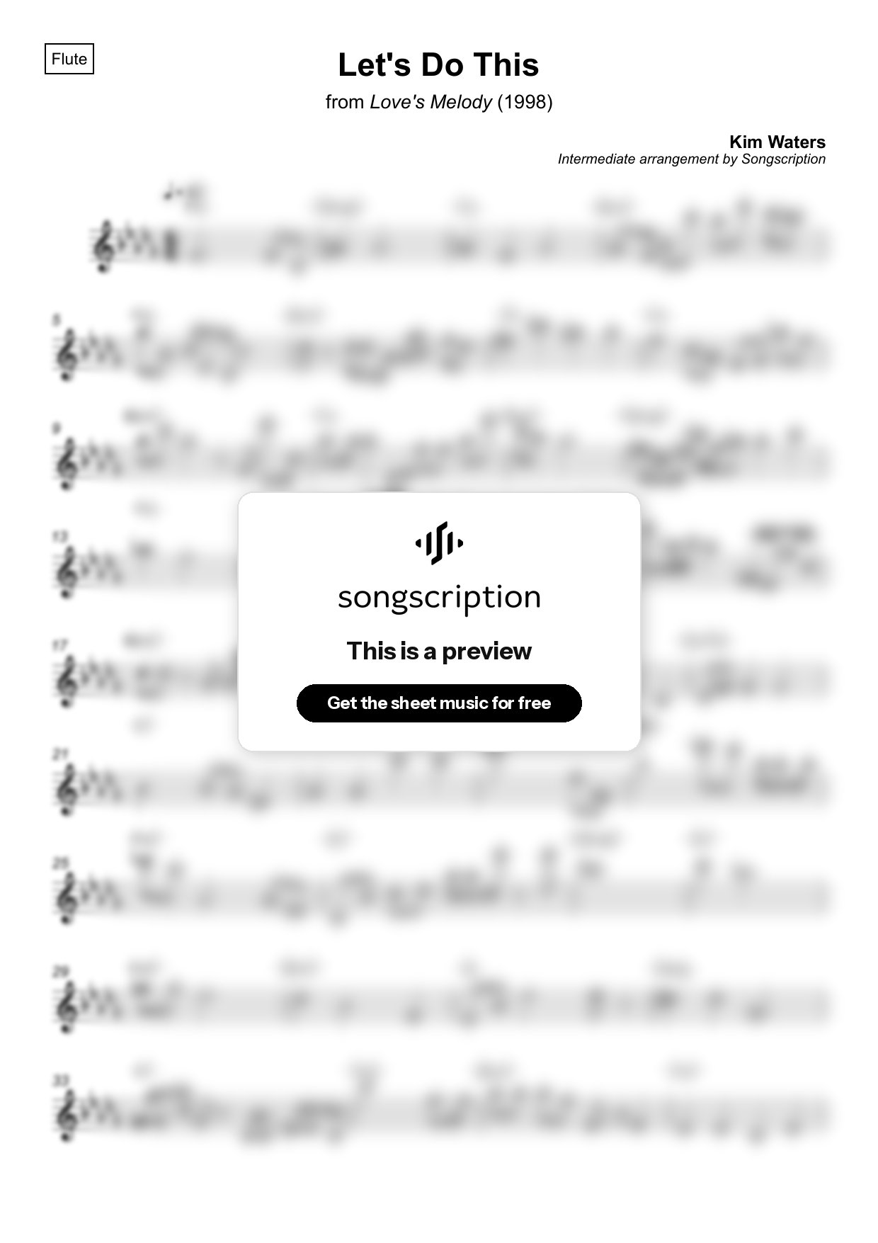 Intermediate Flute Sheet Music for "Let's Do This" by Kim Waters