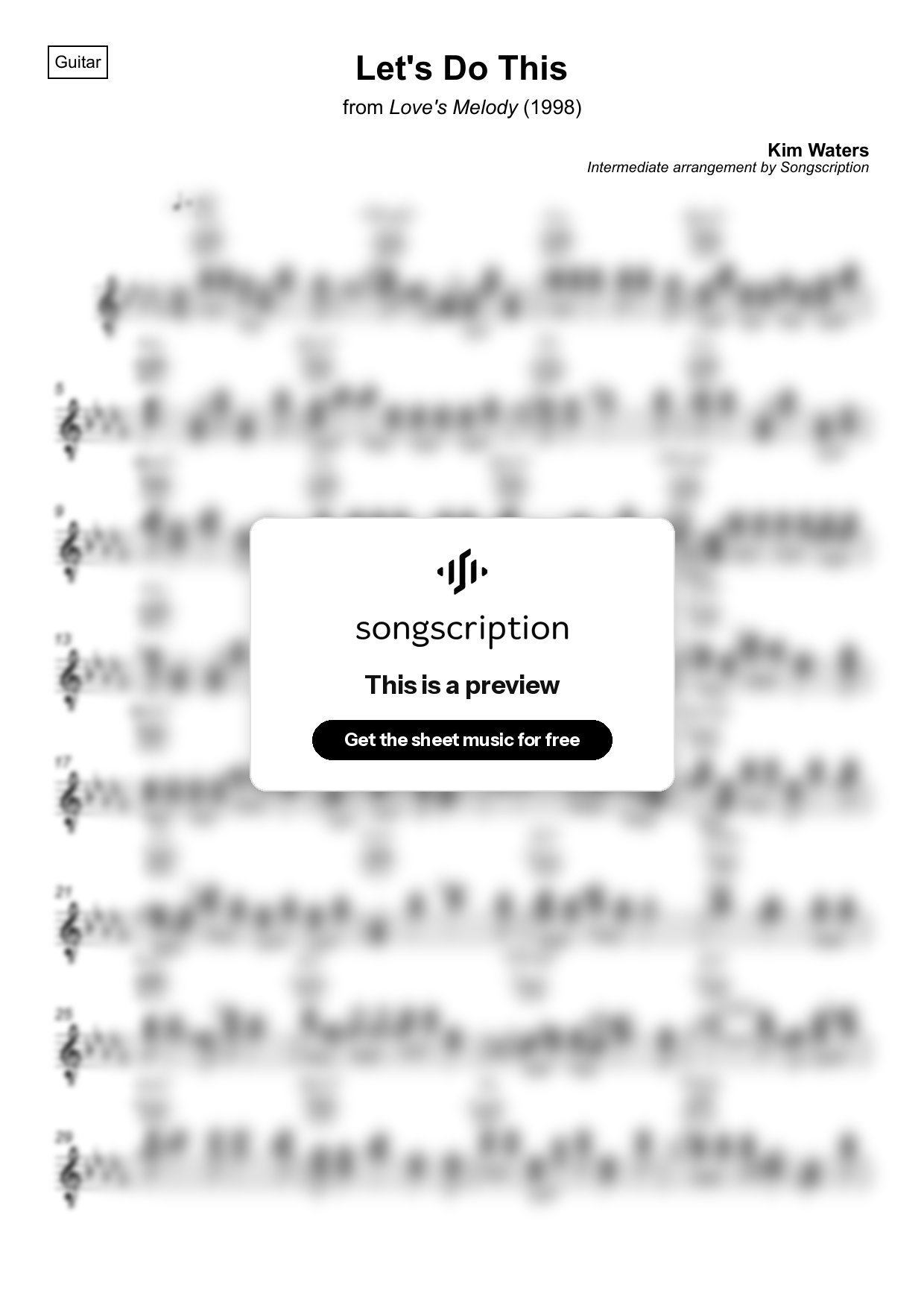 Intermediate Acoustic Guitar Sheet Music for "Let's Do This" by Kim Waters