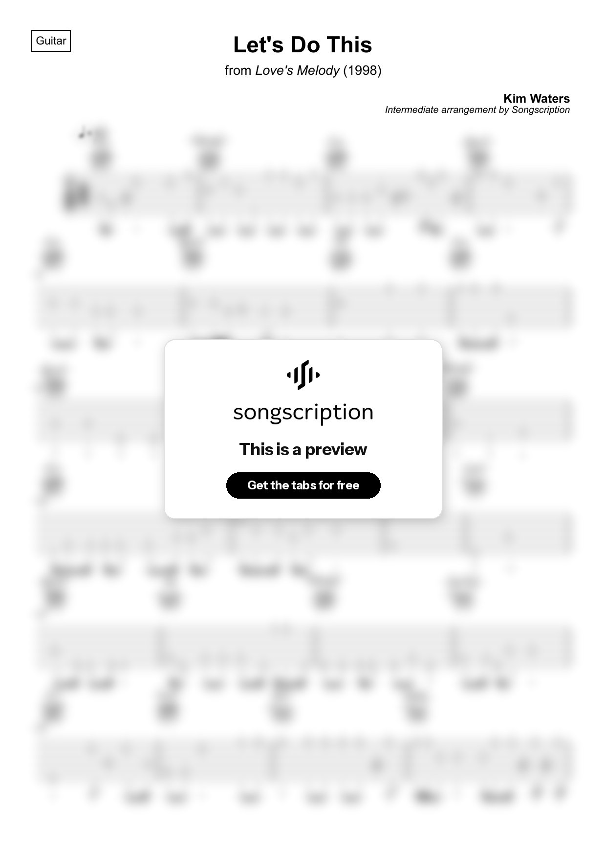 Intermediate Acoustic Guitar Tabs for "Let's Do This" by Kim Waters