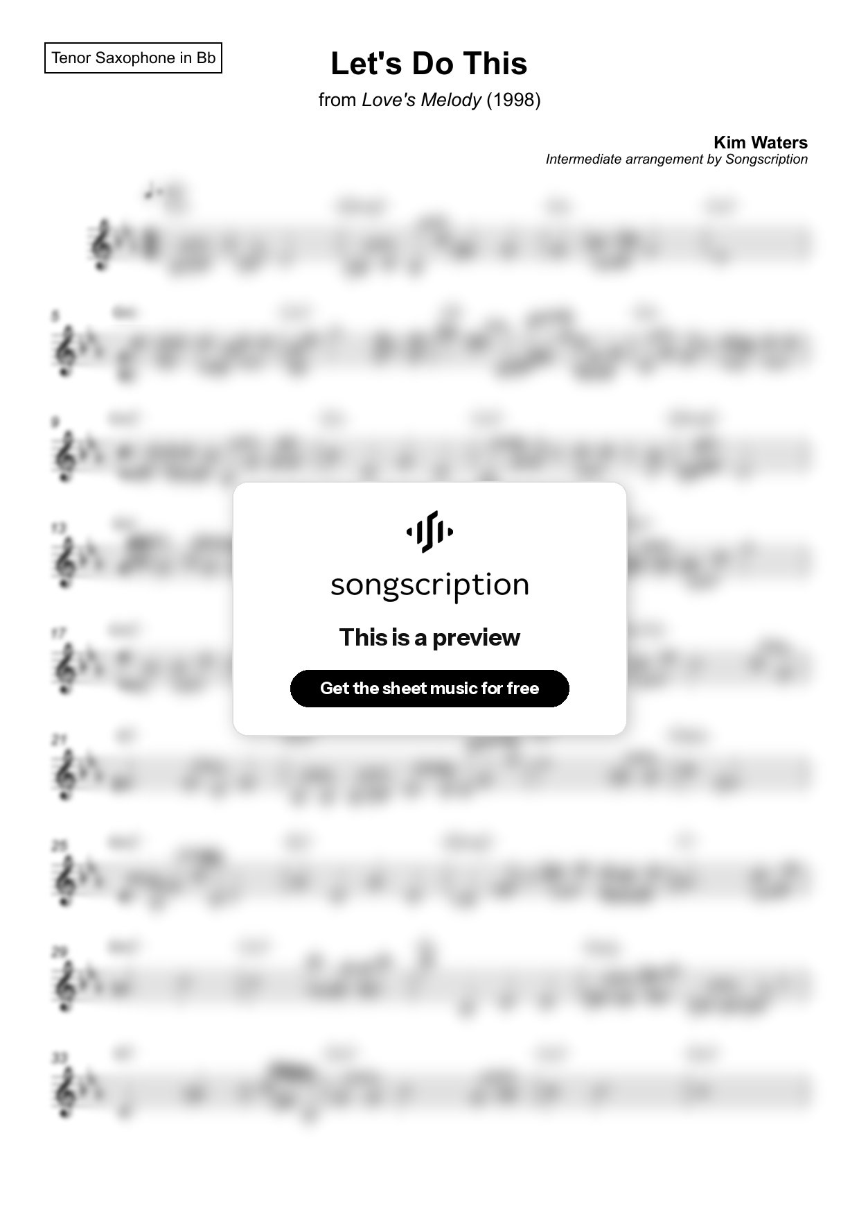 Intermediate Tenor Sax Sheet Music for "Let's Do This" by Kim Waters