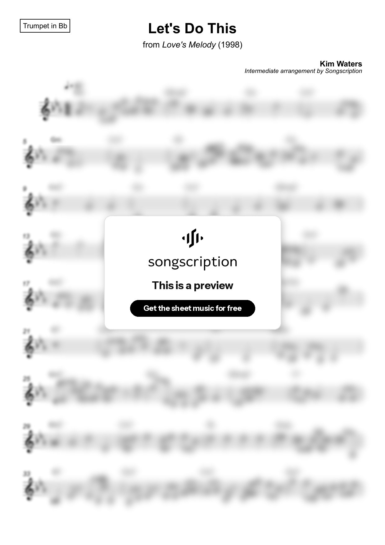 Intermediate Trumpet Sheet Music for "Let's Do This" by Kim Waters