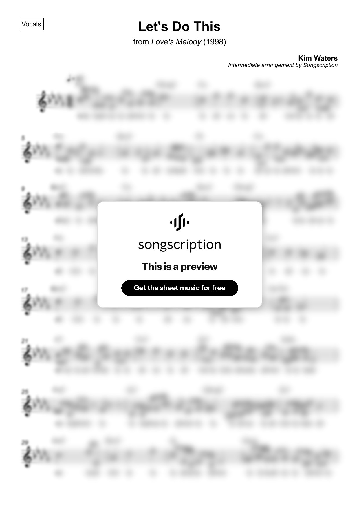 Intermediate Vocals Sheet Music for "Let's Do This" by Kim Waters