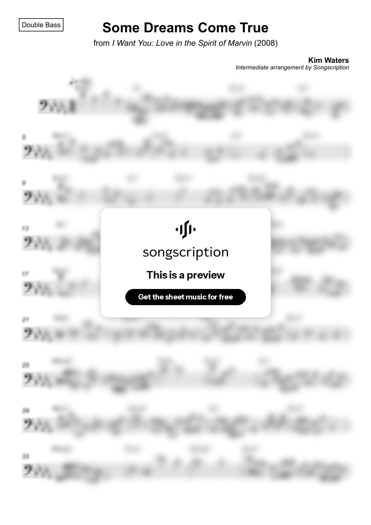 Intermediate Double Bass Sheet Music for "Some Dreams Come True" by Kim Waters