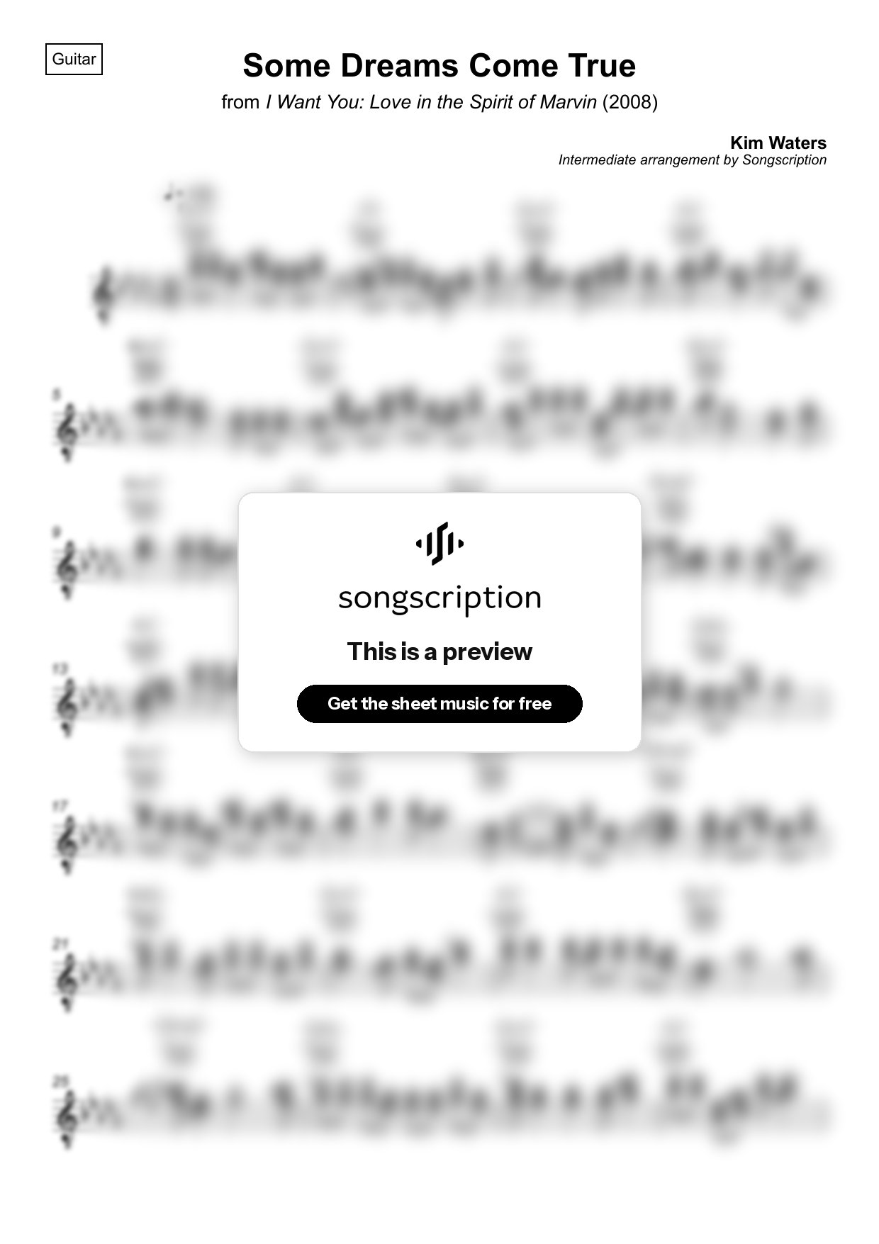 Intermediate Acoustic Guitar Sheet Music for "Some Dreams Come True" by Kim Waters