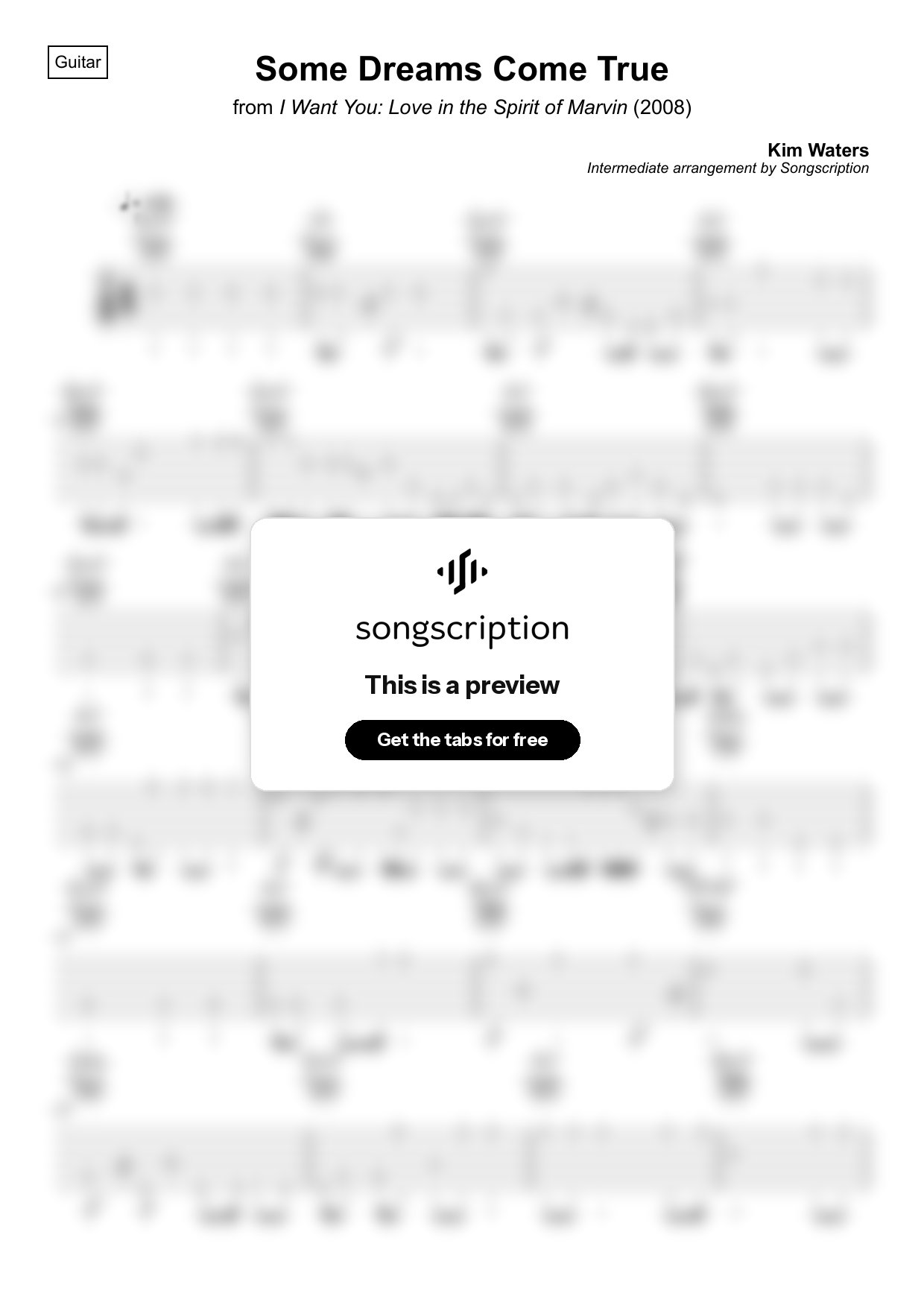Intermediate Acoustic Guitar Tabs for "Some Dreams Come True" by Kim Waters