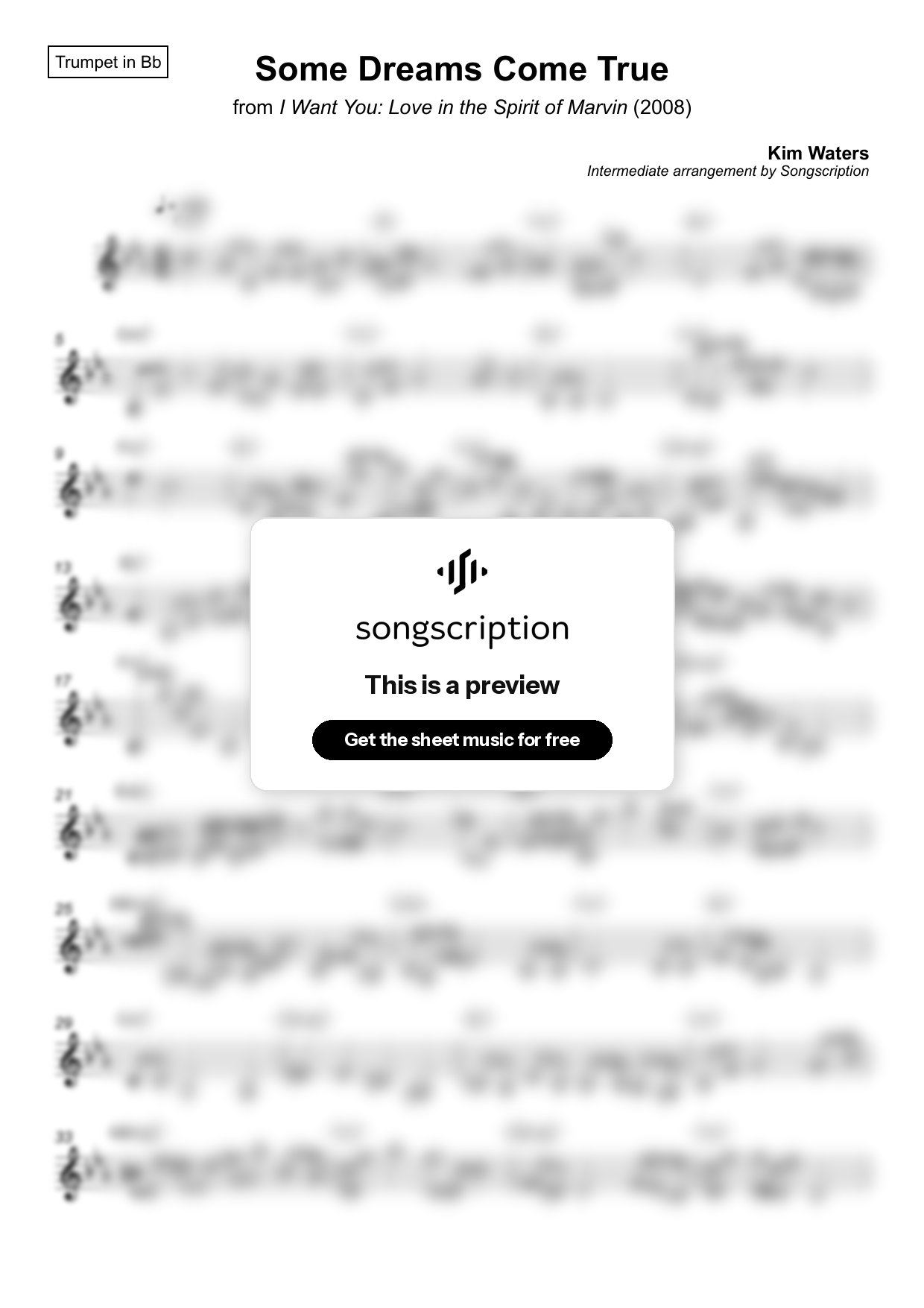 Intermediate Trumpet Sheet Music for "Some Dreams Come True" by Kim Waters