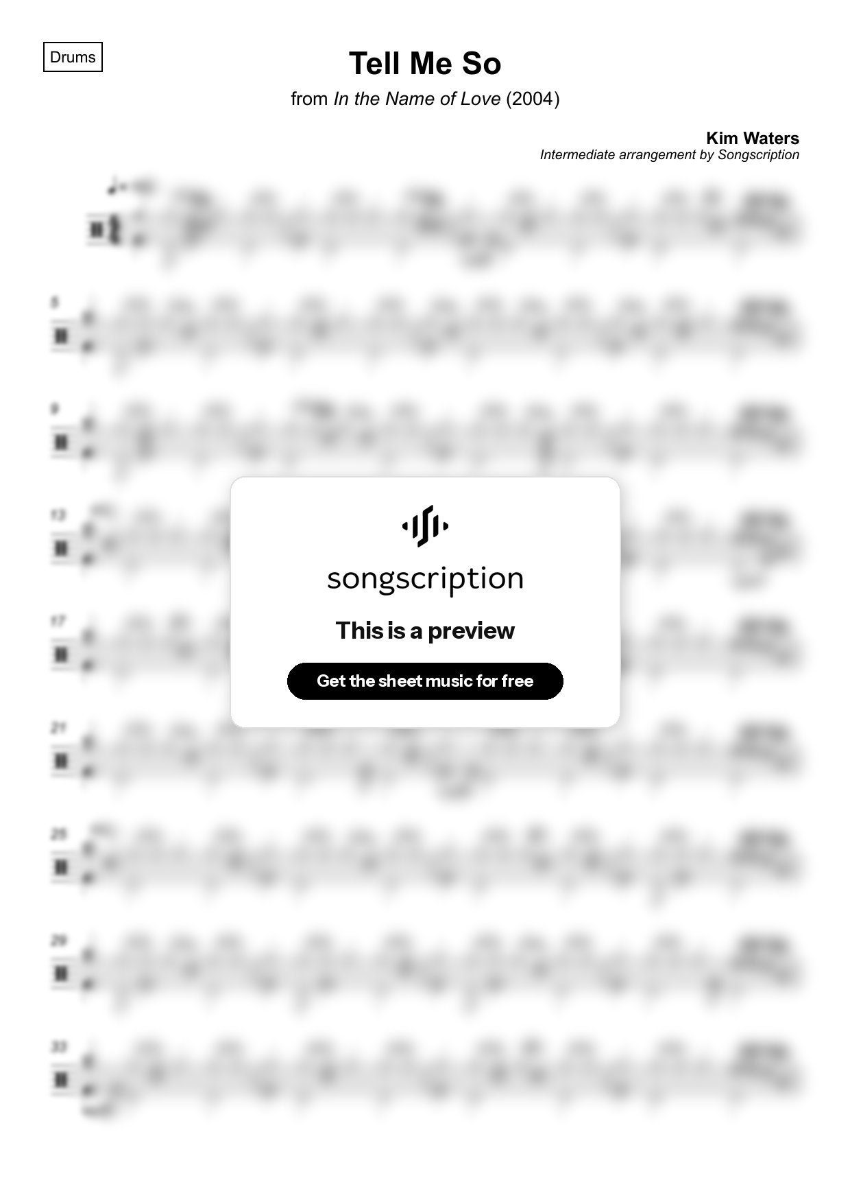Intermediate Drums Sheet Music for "Tell Me So" by Kim Waters