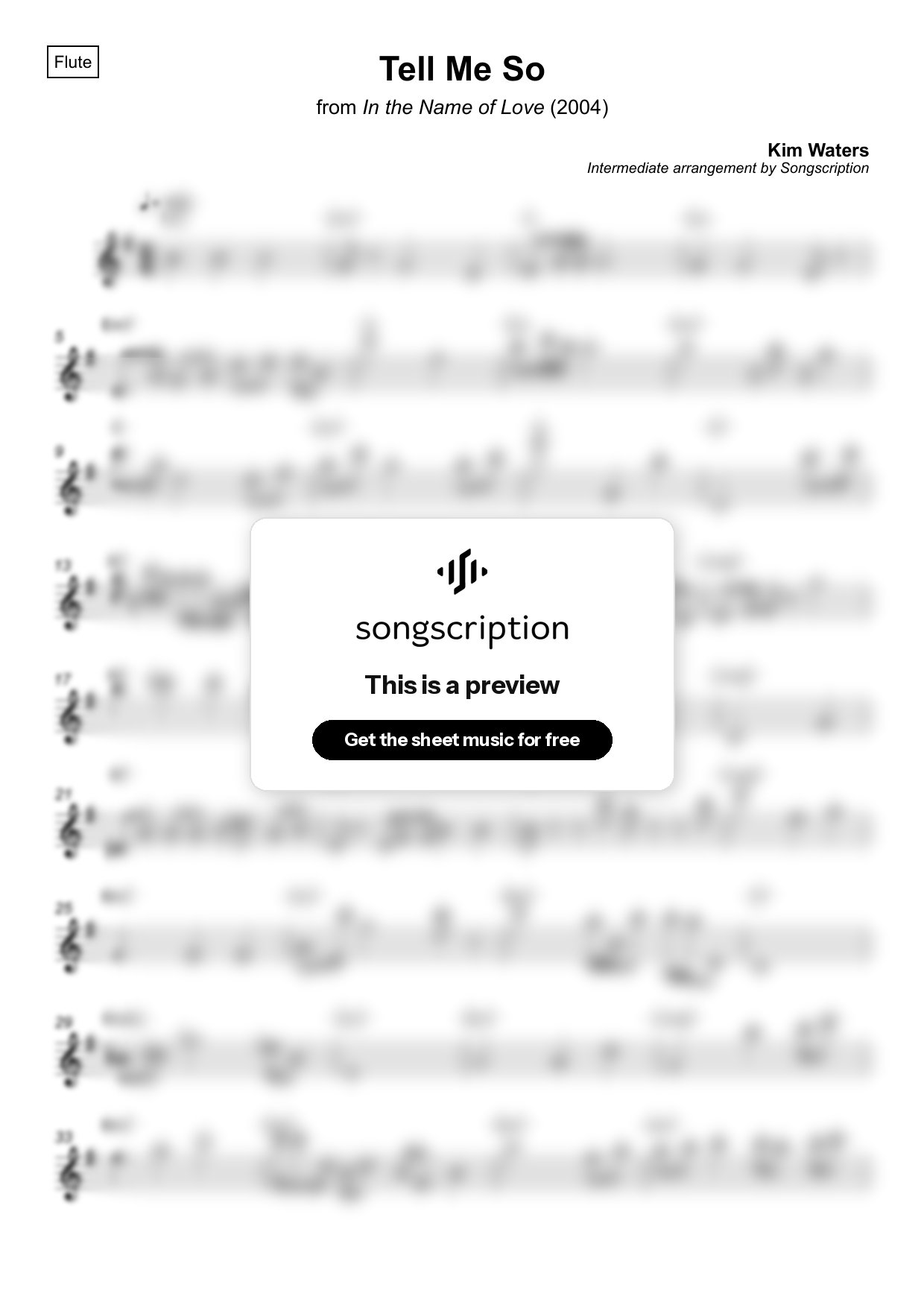 Intermediate Flute Sheet Music for "Tell Me So" by Kim Waters