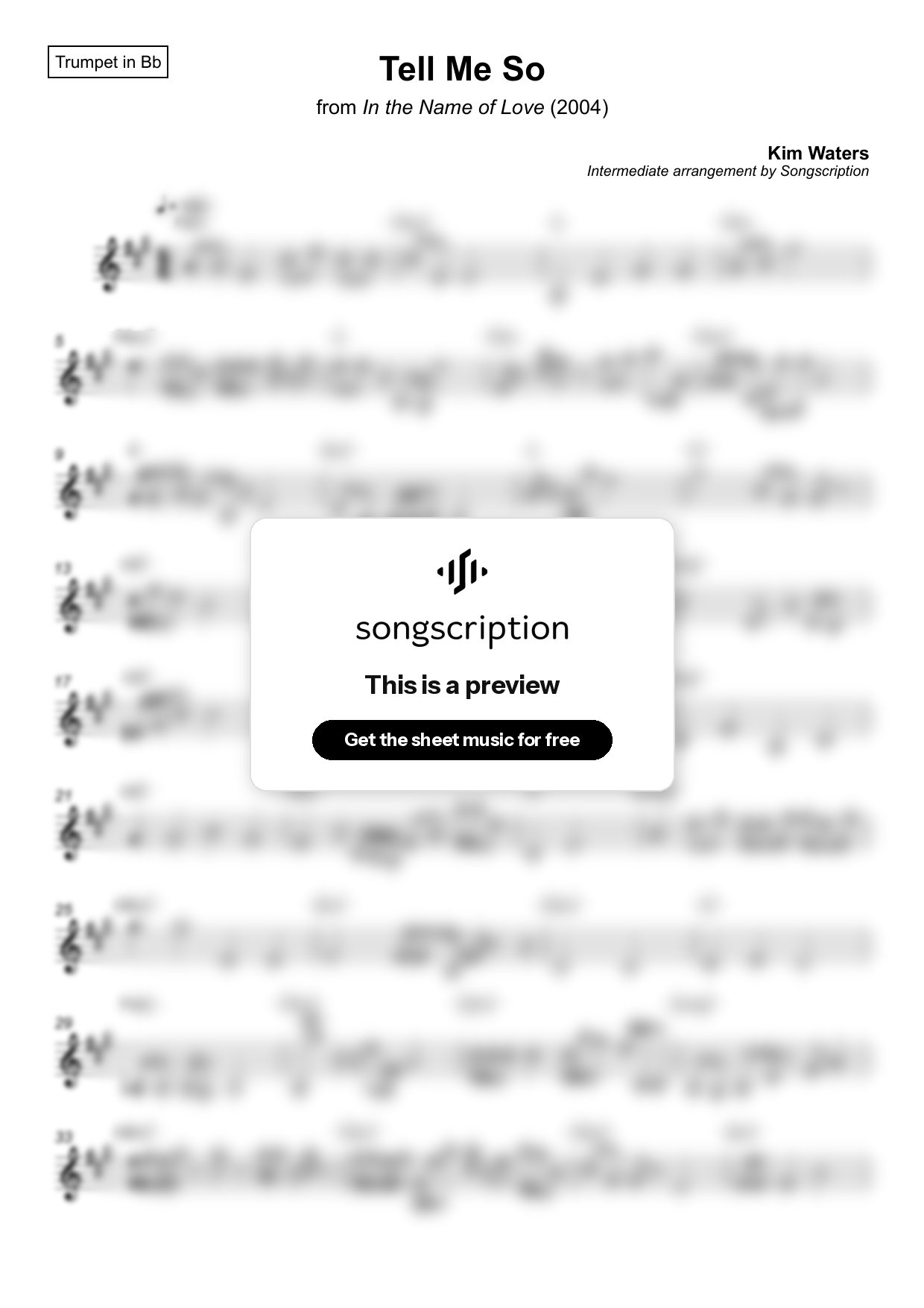 Intermediate Trumpet Sheet Music for "Tell Me So" by Kim Waters