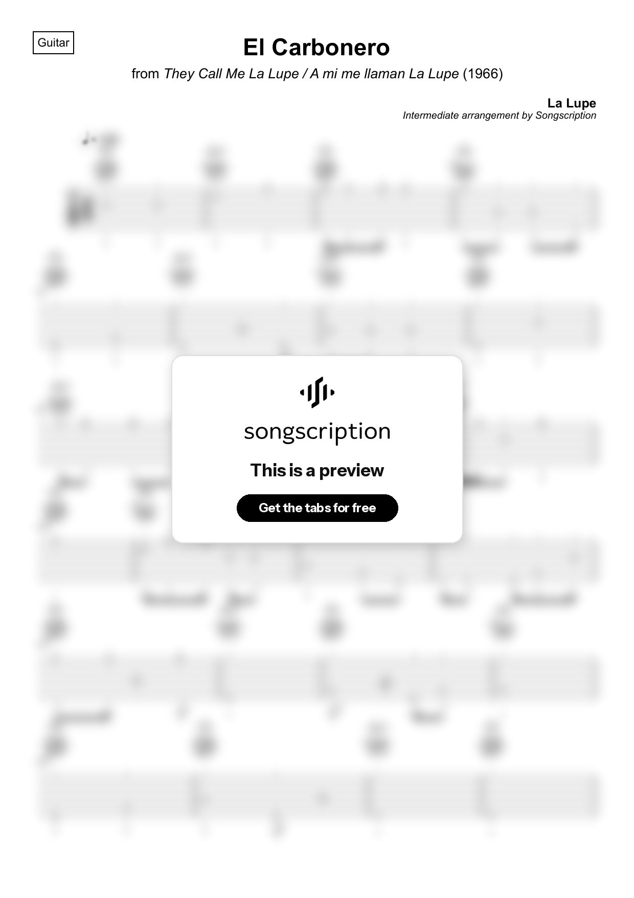 Intermediate Acoustic Guitar Tabs for "El Carbonero" by La Lupe