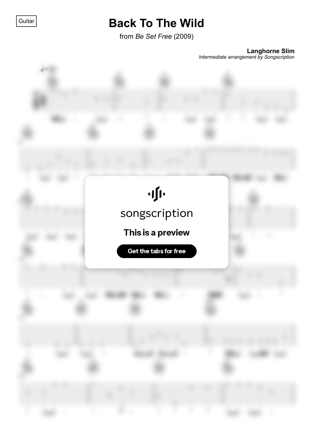 Intermediate Acoustic Guitar Tabs for "Back To The Wild" by Langhorne Slim