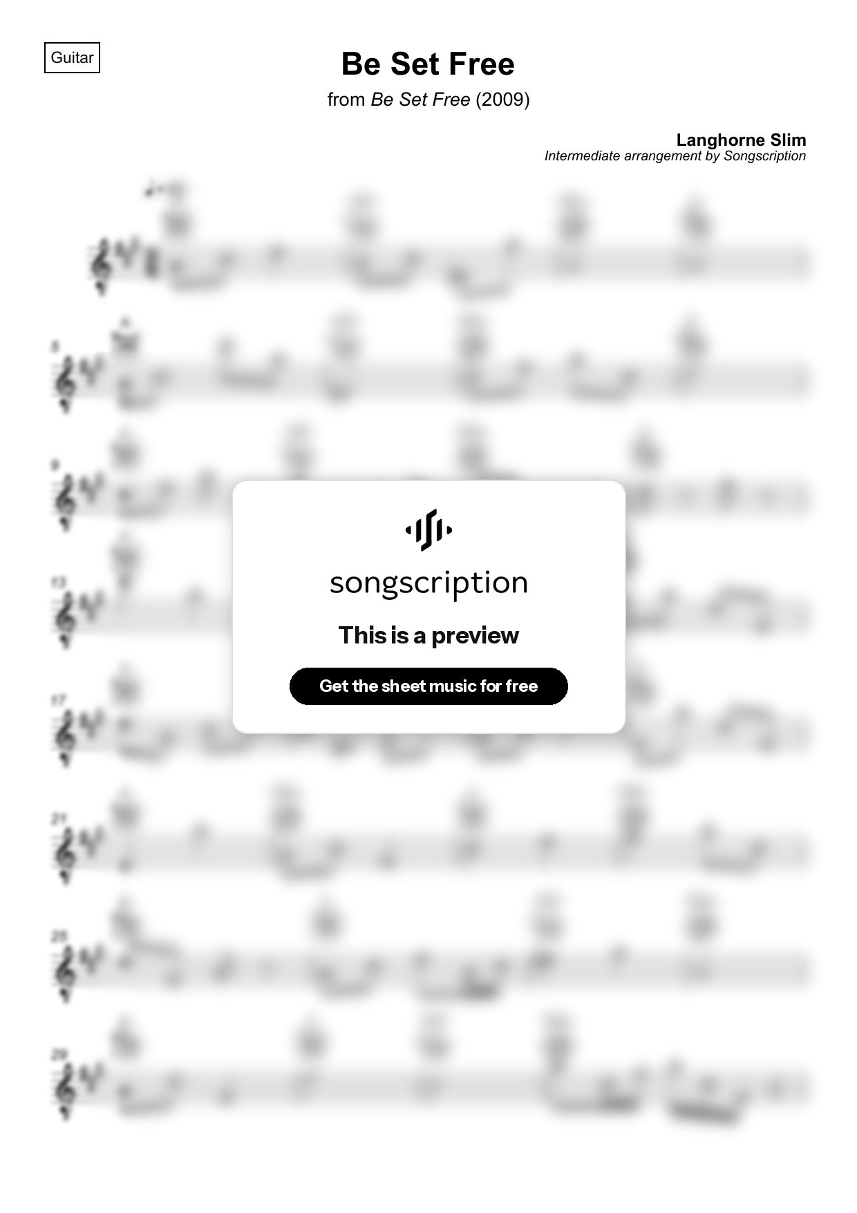 Intermediate Acoustic Guitar Sheet Music for "Be Set Free" by Langhorne Slim