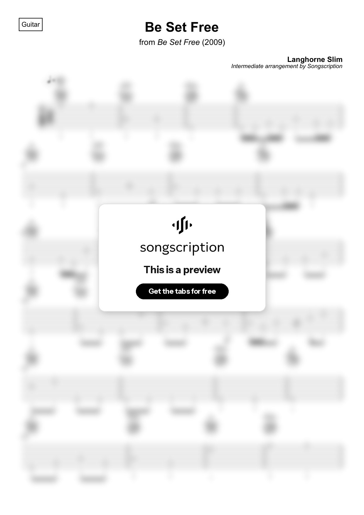 Intermediate Acoustic Guitar Tabs for "Be Set Free" by Langhorne Slim