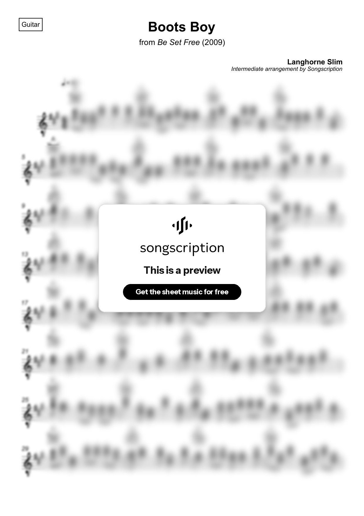 Intermediate Acoustic Guitar Sheet Music for "Boots Boy" by Langhorne Slim