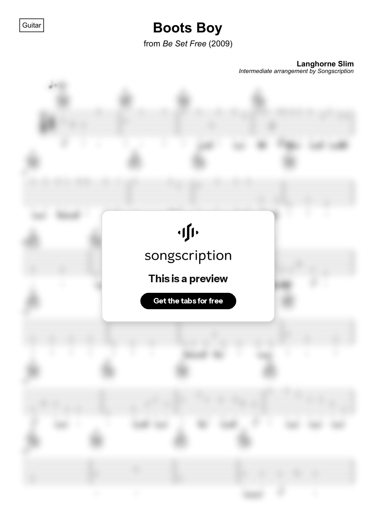 Intermediate Acoustic Guitar Tabs for "Boots Boy" by Langhorne Slim