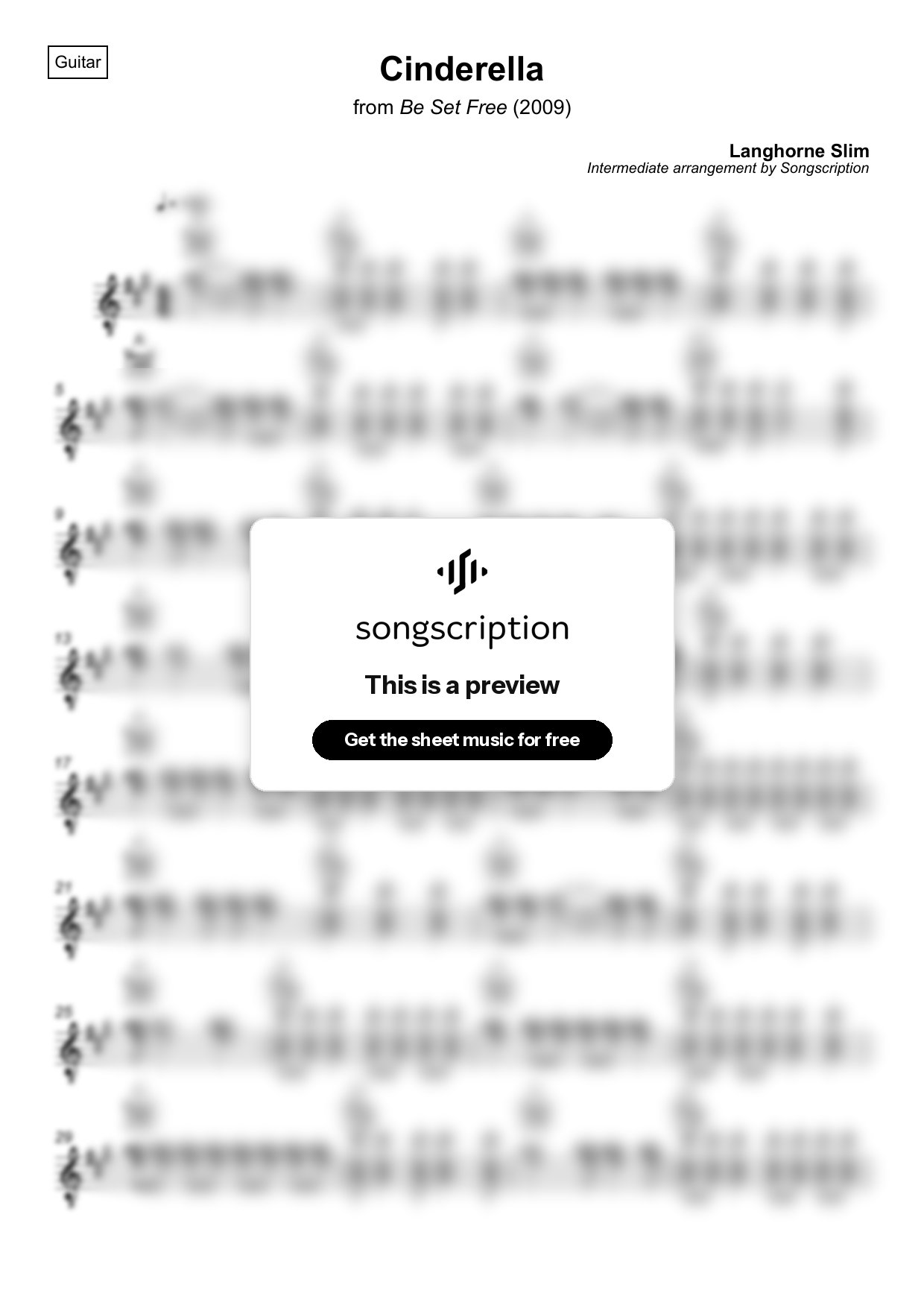 Intermediate Acoustic Guitar Sheet Music for "Cinderella" by Langhorne Slim
