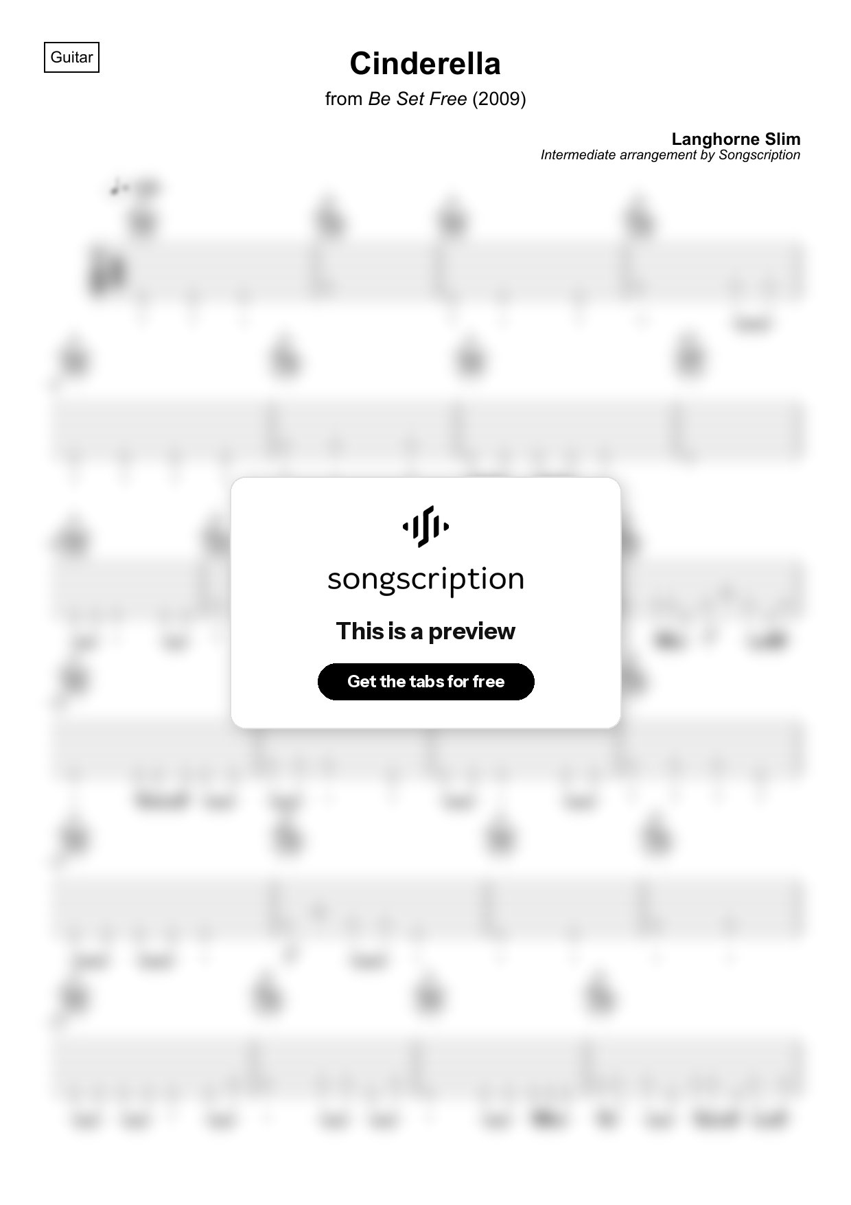 Intermediate Acoustic Guitar Tabs for "Cinderella" by Langhorne Slim
