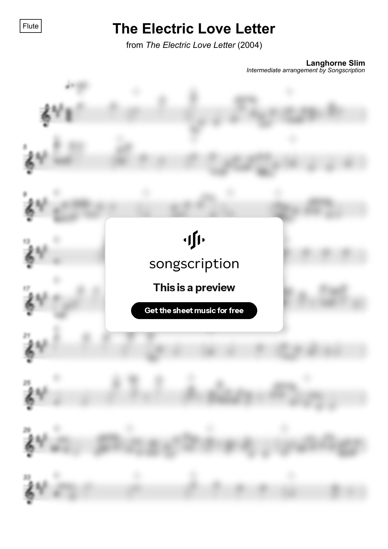 Intermediate Flute Sheet Music for "The Electric Love Letter" by Langhorne Slim
