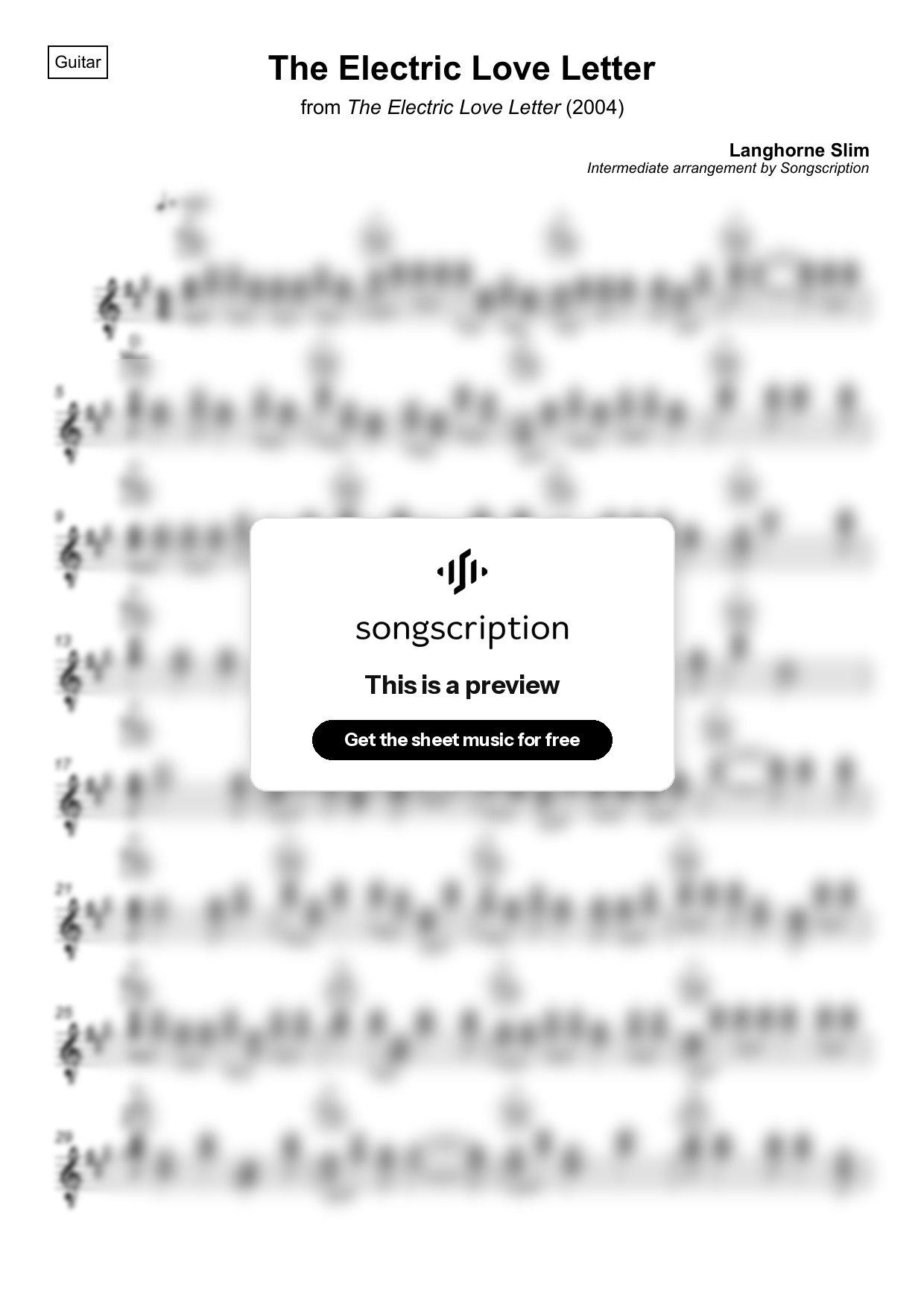 Intermediate Acoustic Guitar Sheet Music for "The Electric Love Letter" by Langhorne Slim