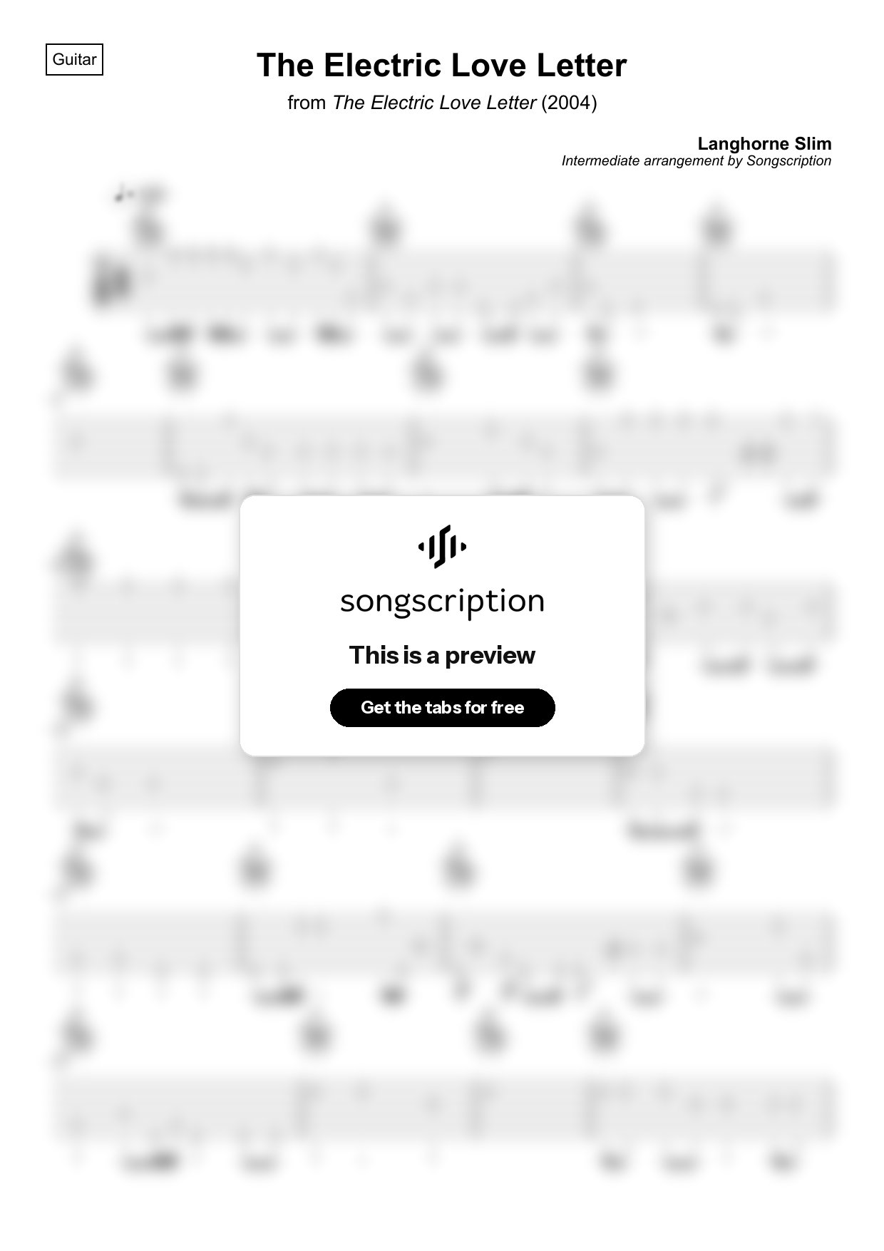 Intermediate Acoustic Guitar Tabs for "The Electric Love Letter" by Langhorne Slim