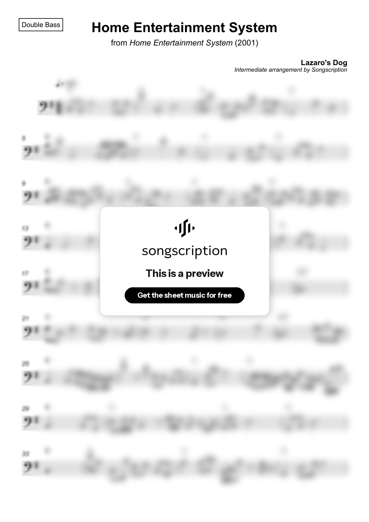Intermediate Double Bass Sheet Music for "Home Entertainment System" by Lazaro's Dog