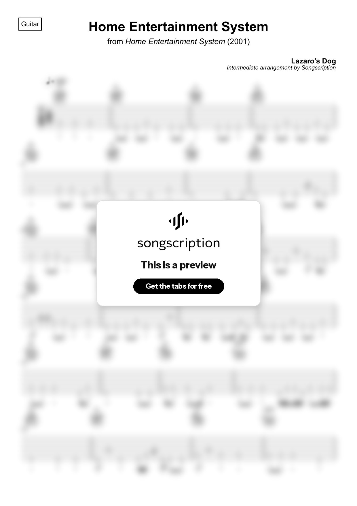 Intermediate Acoustic Guitar Tabs for "Home Entertainment System" by Lazaro's Dog